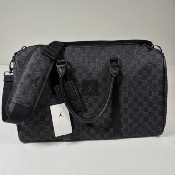 Jordan Monogram. Duffle Bag (25L). BLACK. "EXPEDITE SHIPPING" - Picture 1 of 5